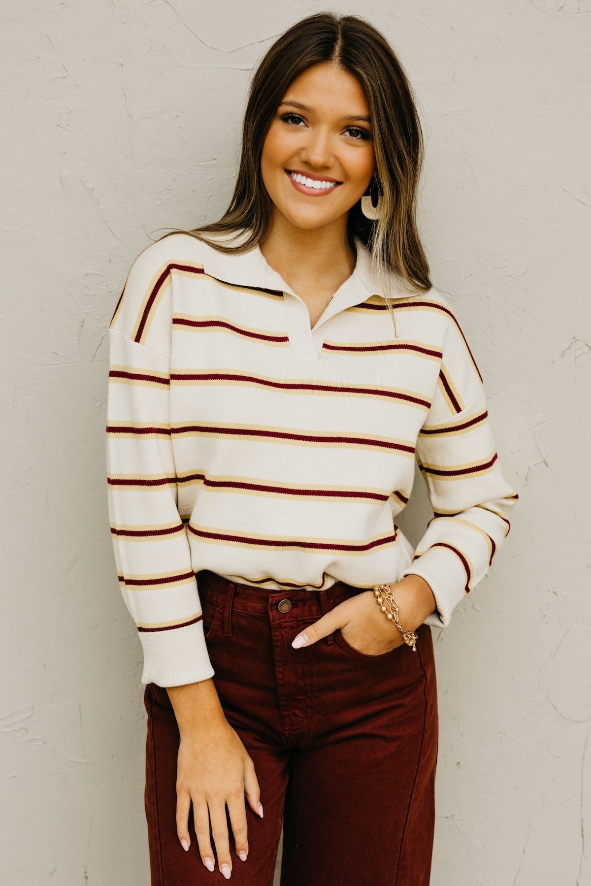 The Mindee Polo Collared Stripe Sweater