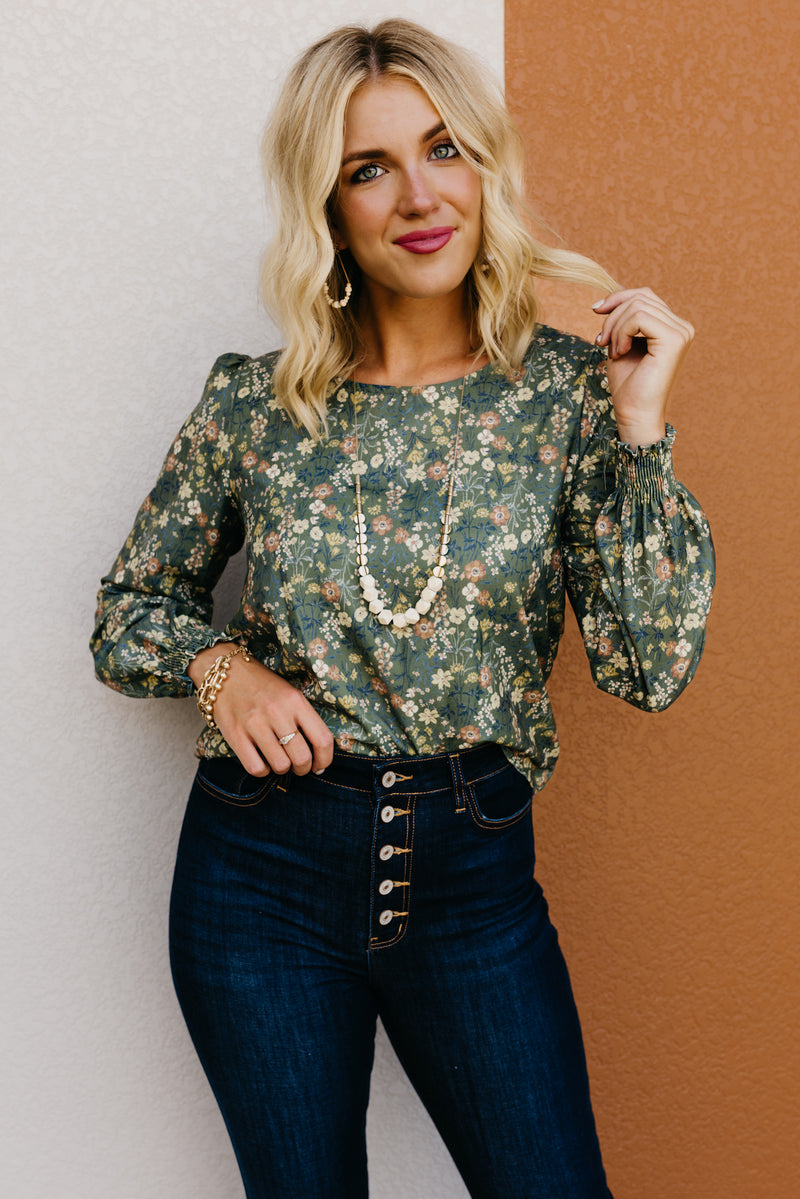 The Sonny Floral Cinched Sleeve Blouse