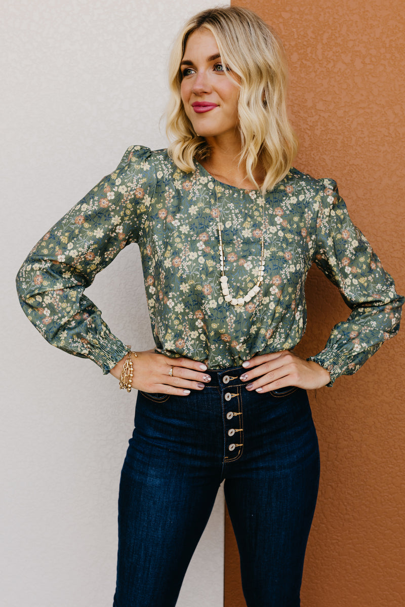 The Sonny Floral Cinched Sleeve Blouse