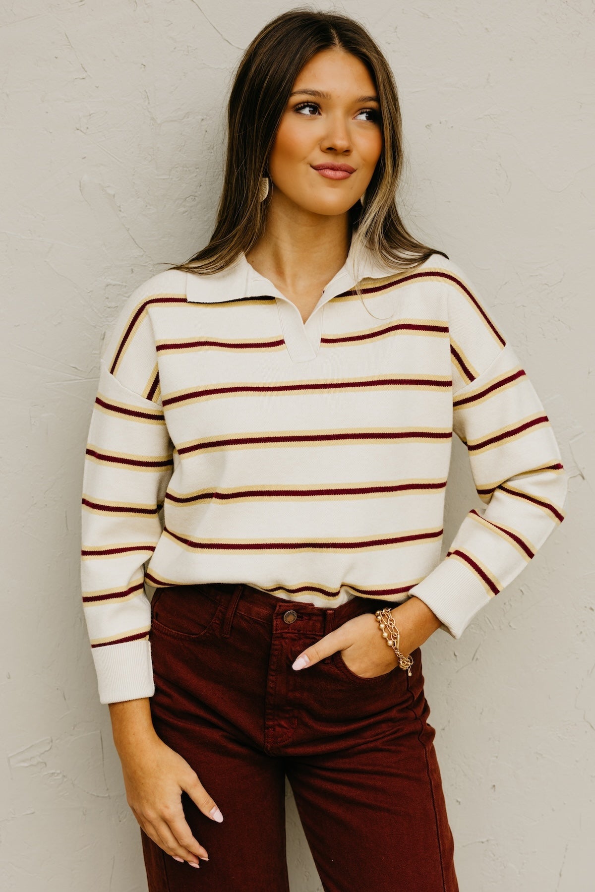 The Mindee Polo Collared Stripe Sweater