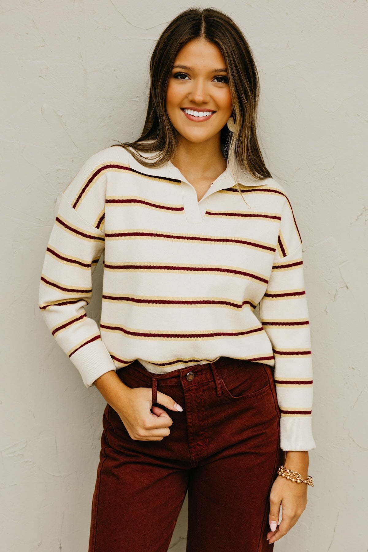 The Mindee Polo Collared Stripe Sweater
