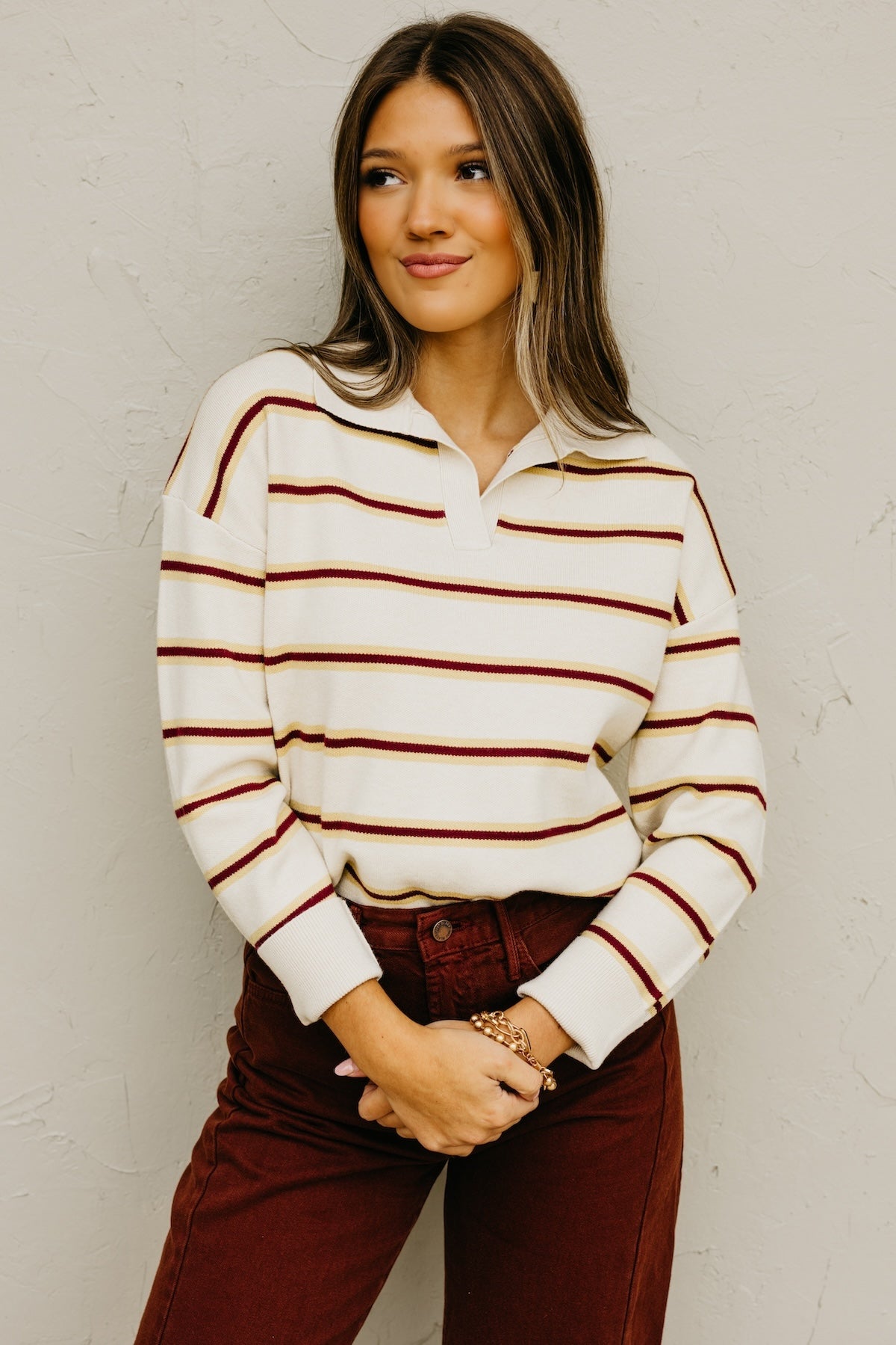 The Mindee Polo Collared Stripe Sweater