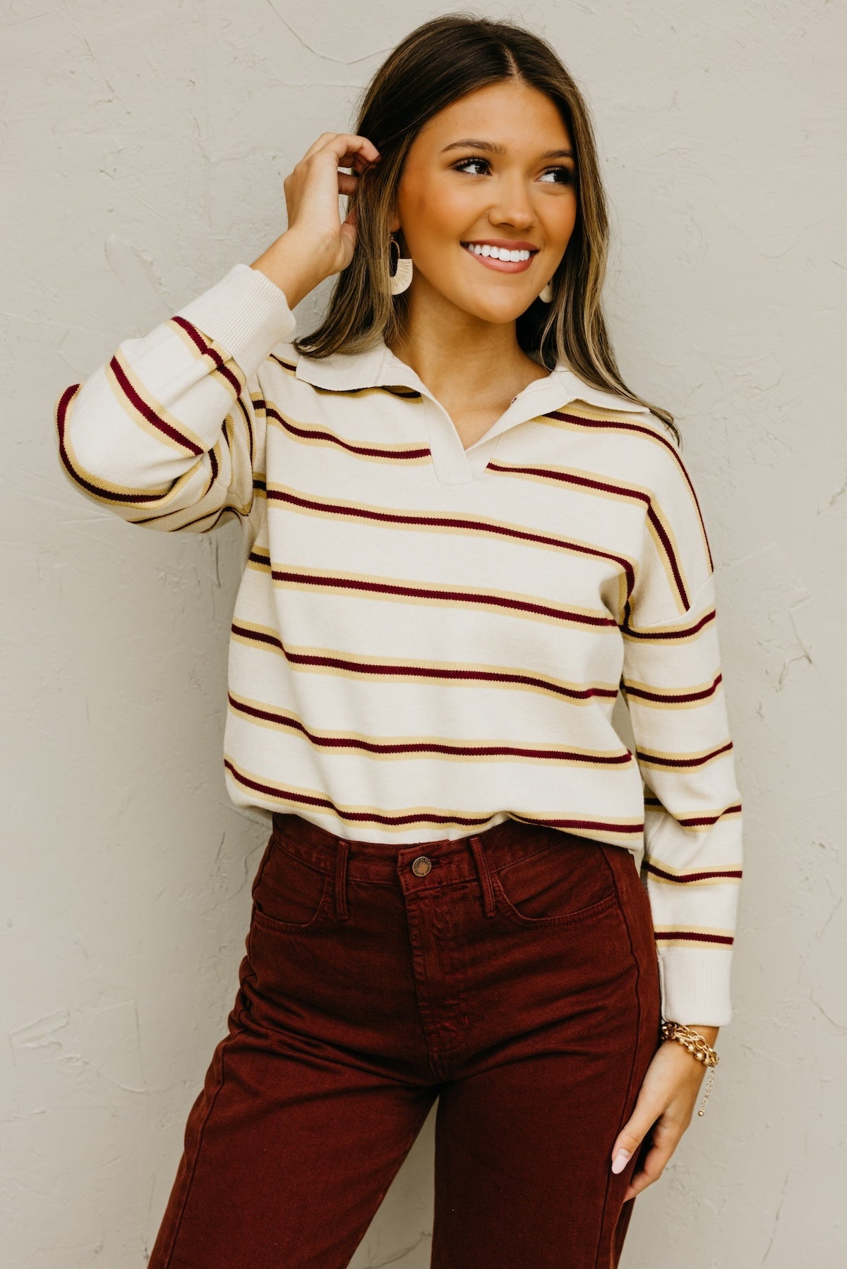 The Mindee Polo Collared Stripe Sweater