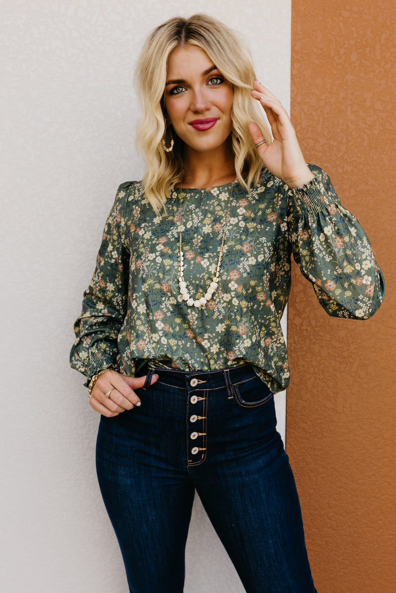The Sonny Floral Cinched Sleeve Blouse