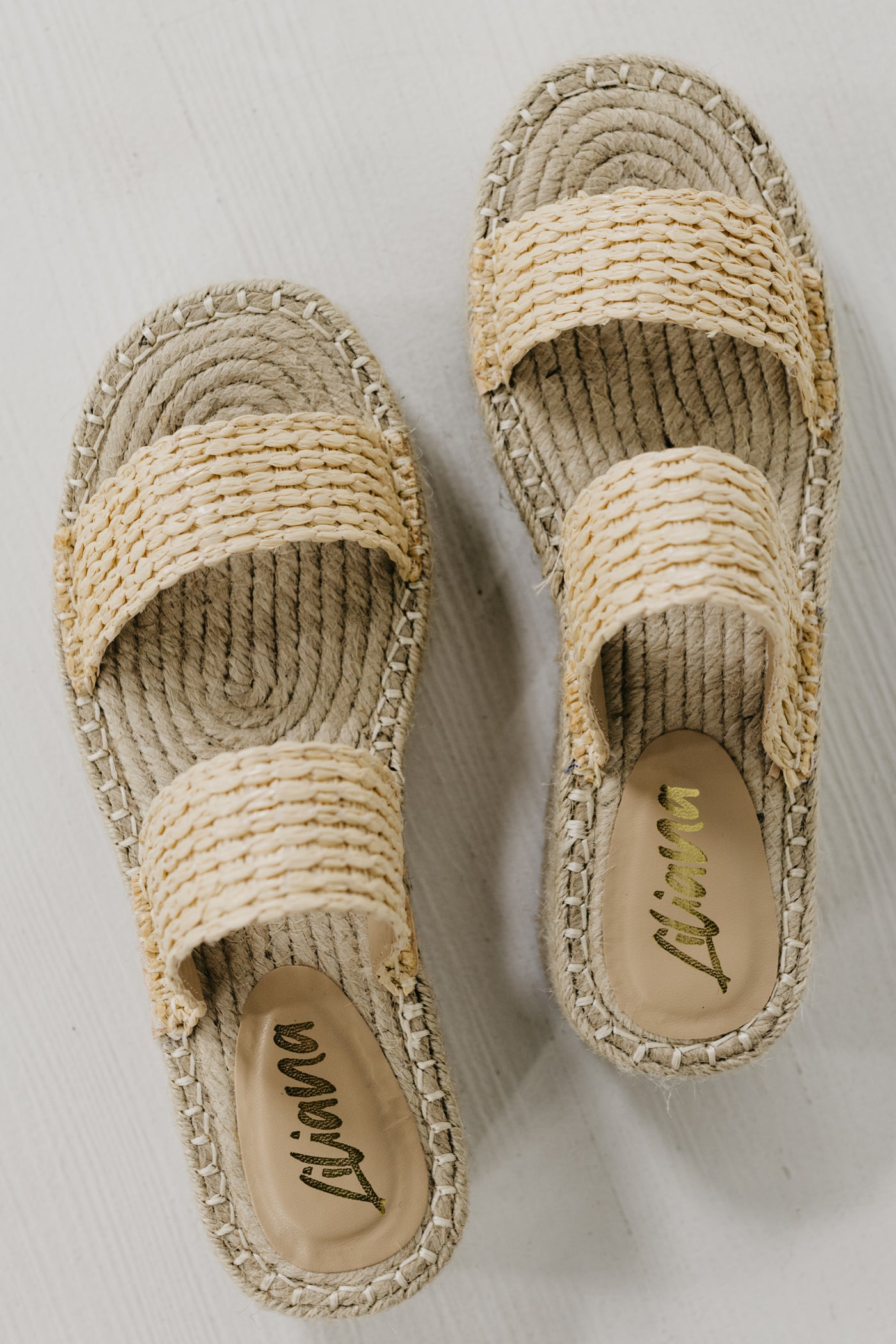 The Sensa Double Strap Raffia Wedge Sandal