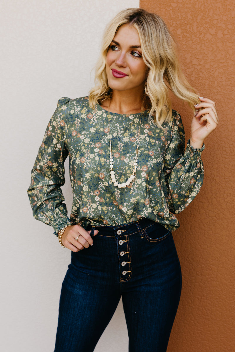 The Sonny Floral Cinched Sleeve Blouse
