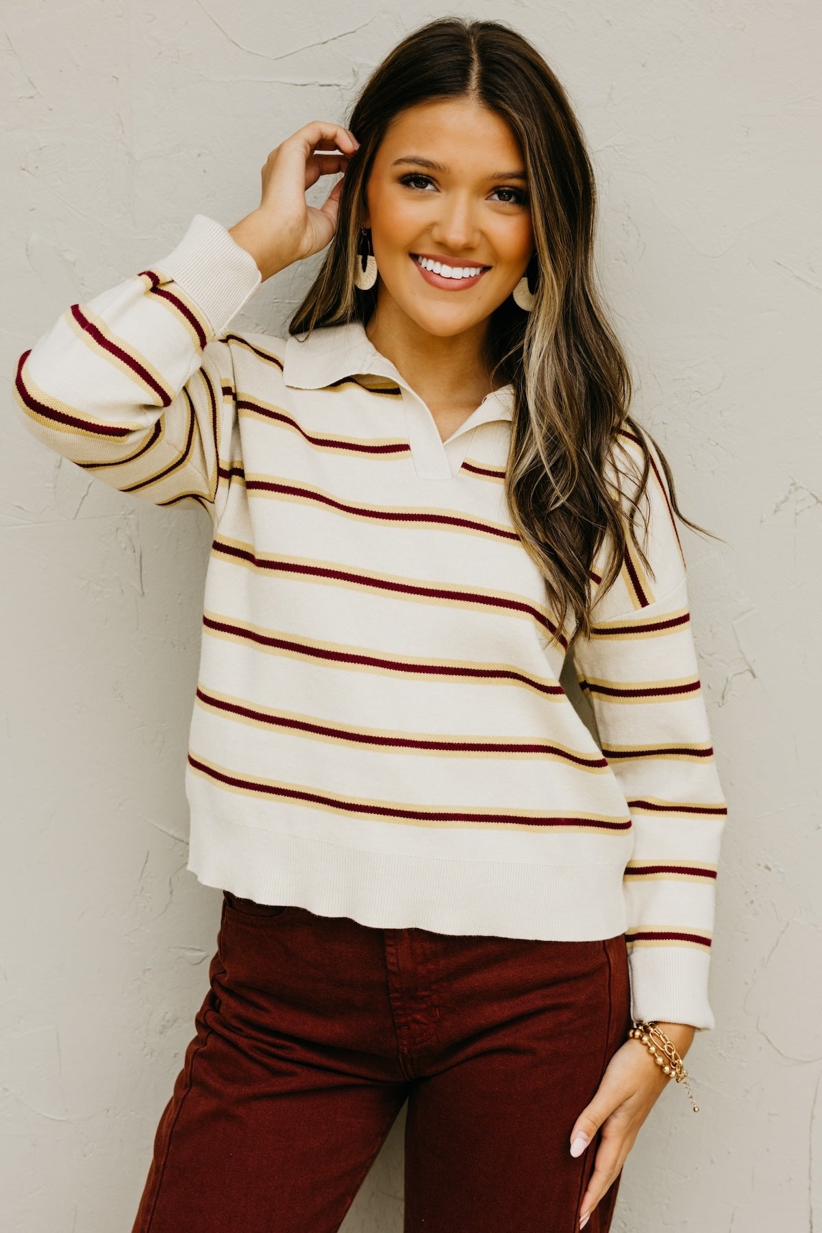 The Mindee Polo Collared Stripe Sweater