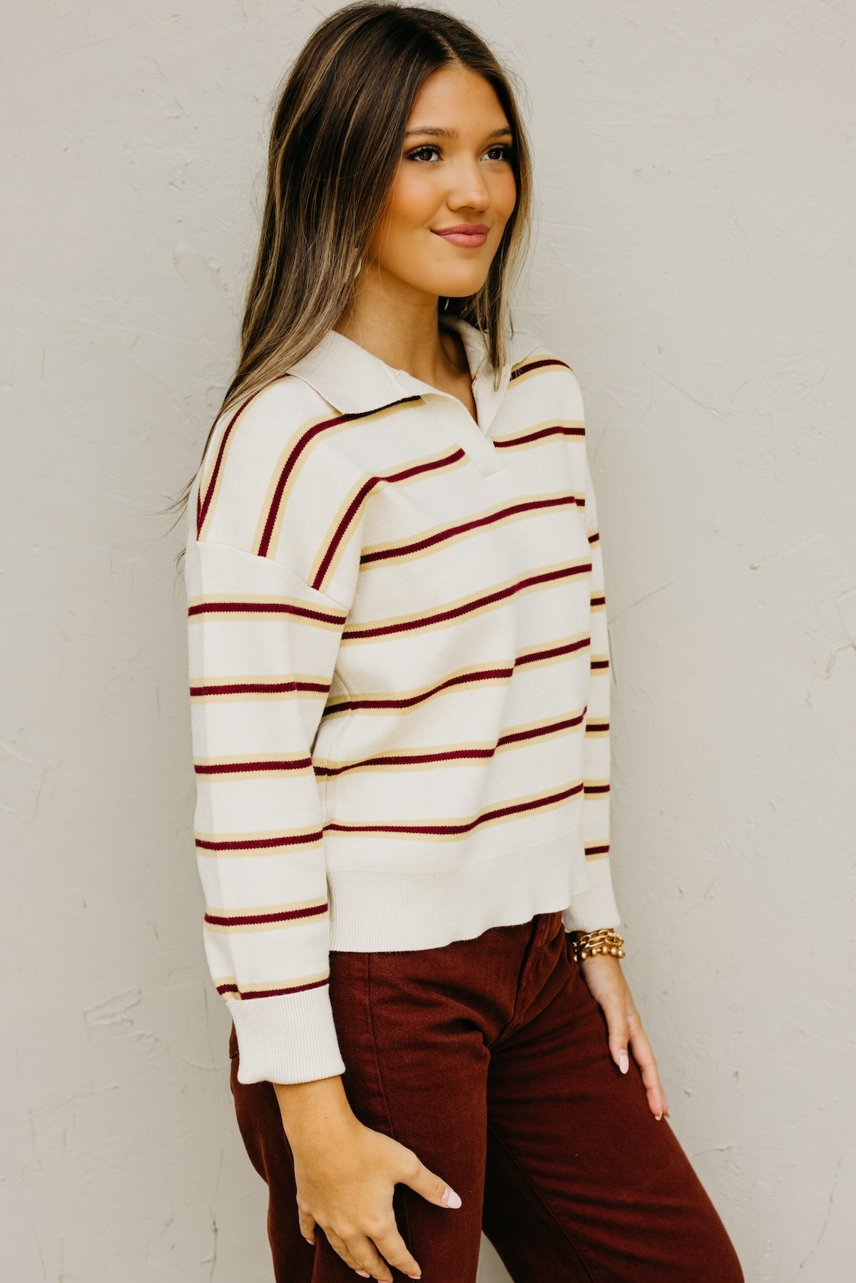 The Mindee Polo Collared Stripe Sweater