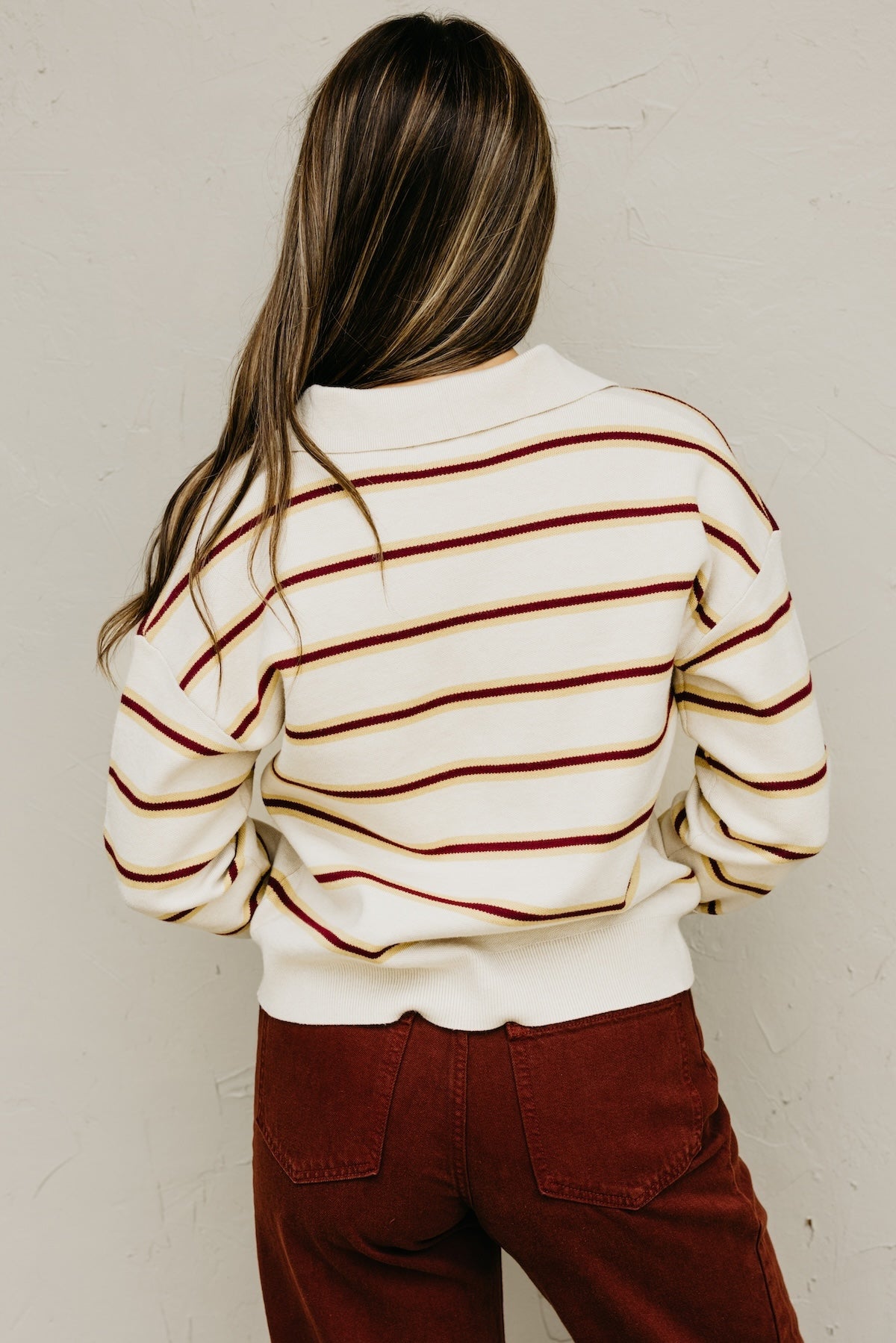 The Mindee Polo Collared Stripe Sweater