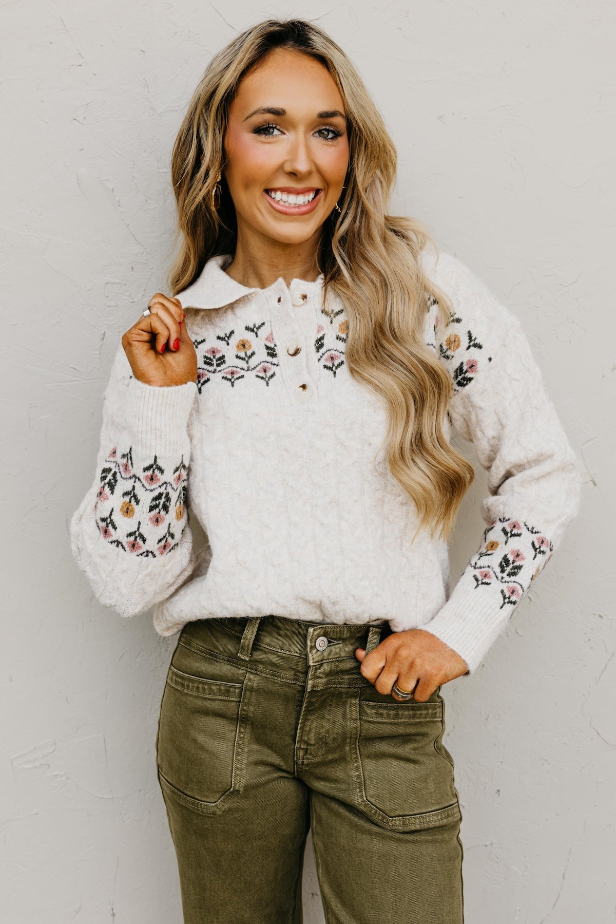 The Brodie Floral Collared Sweater