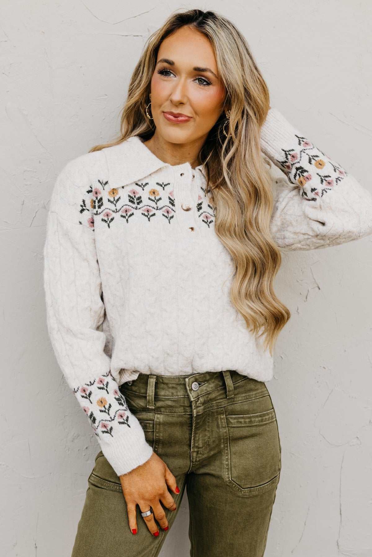The Brodie Floral Collared Sweater