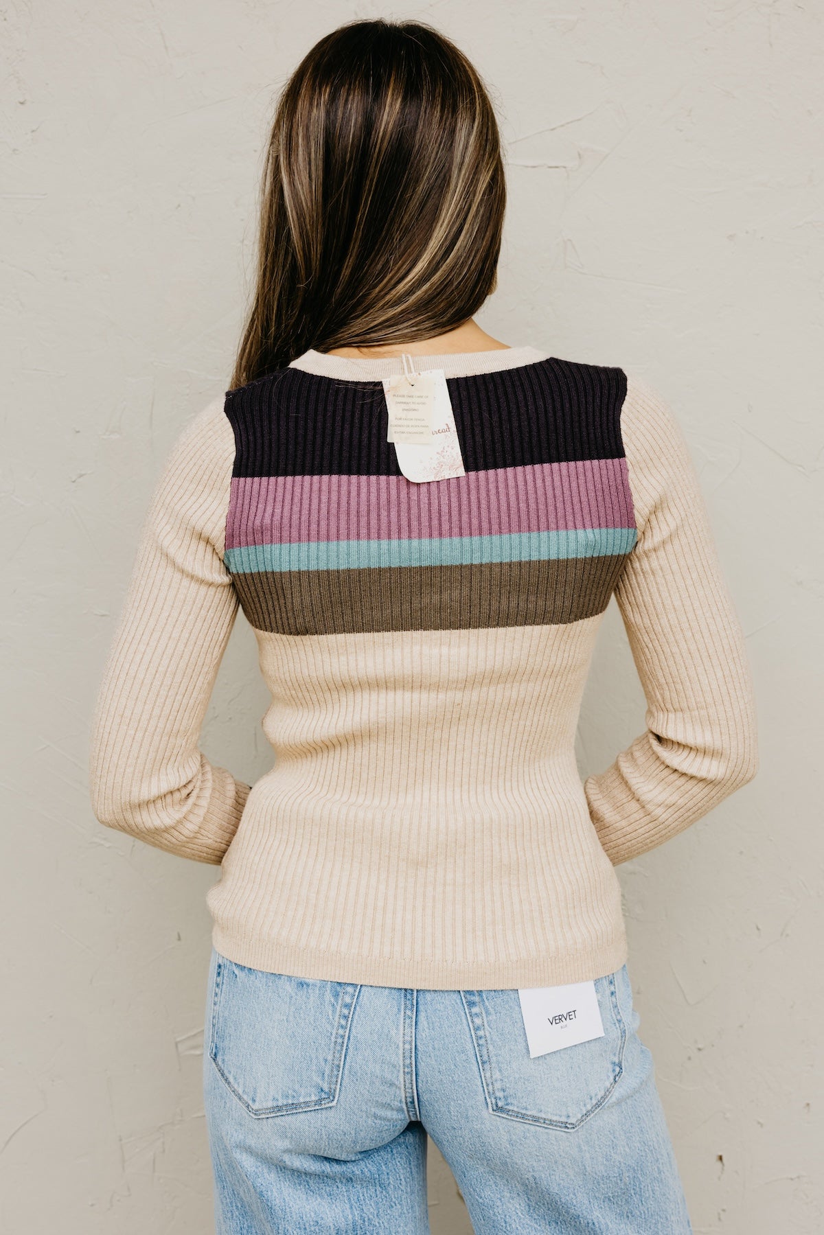 The Ramona Rib Striped Henley Sweater