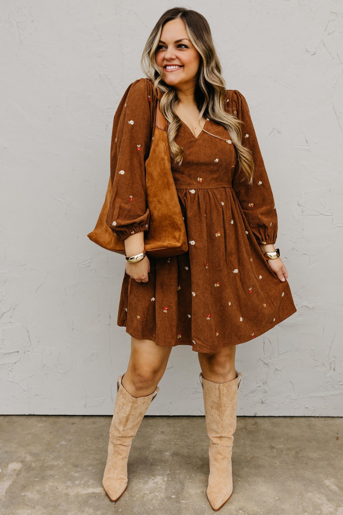 The Nalani Embroidered Corduroy Mini Dress