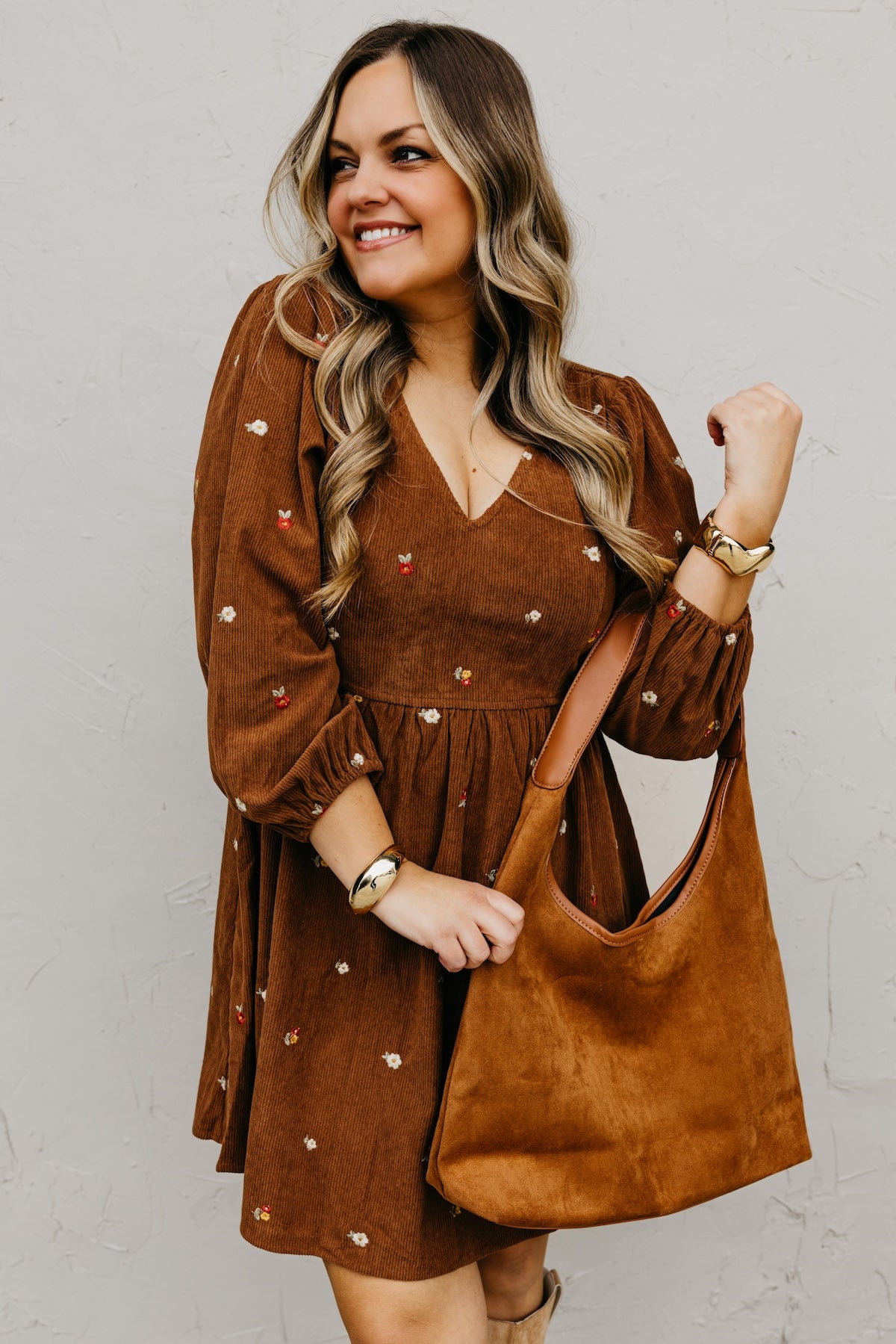The Nalani Embroidered Corduroy Mini Dress