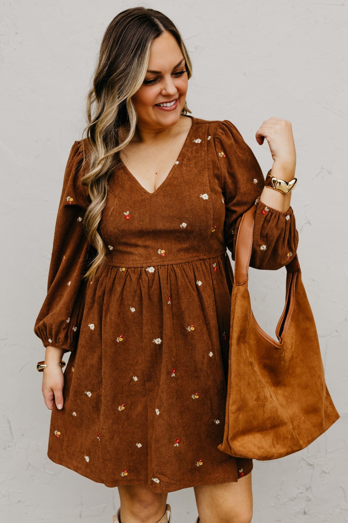 The Nalani Embroidered Corduroy Mini Dress