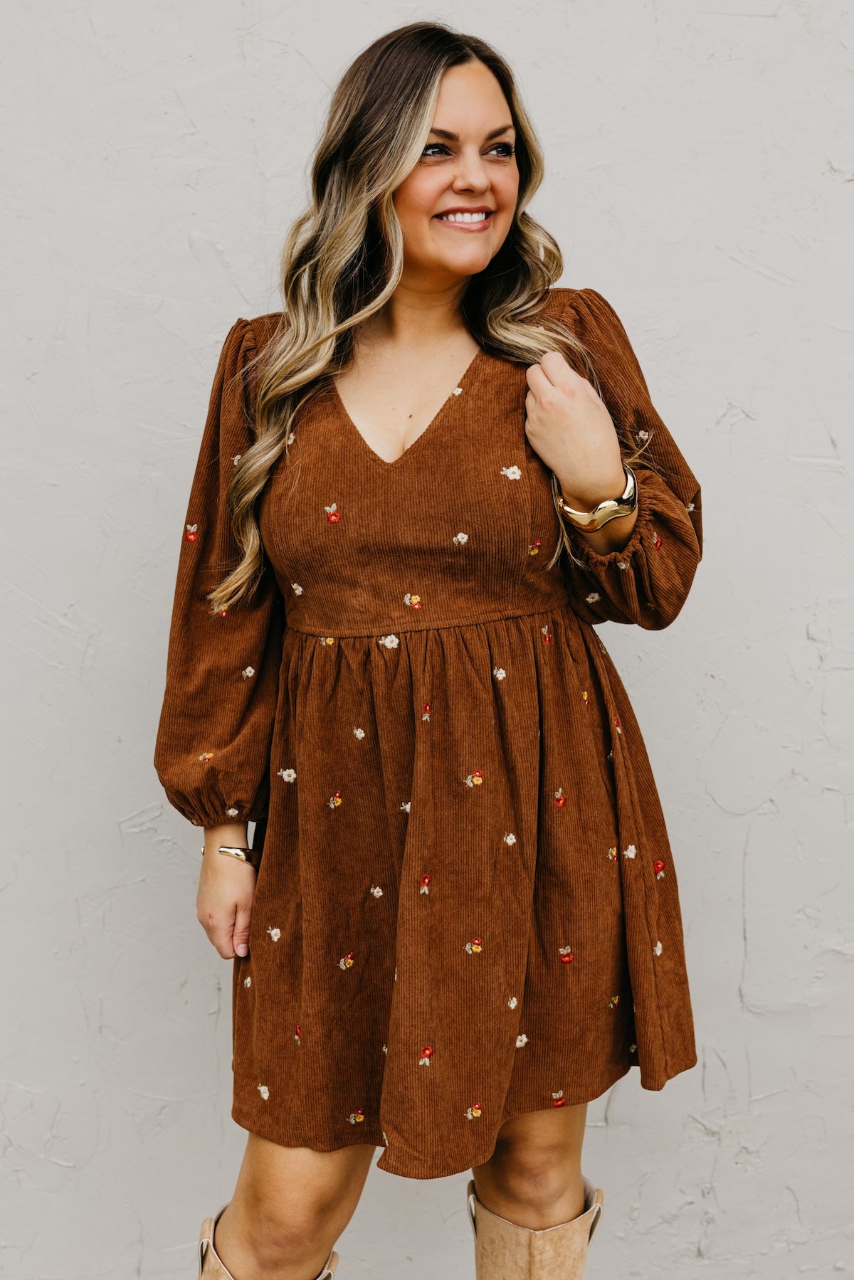 The Nalani Embroidered Corduroy Mini Dress