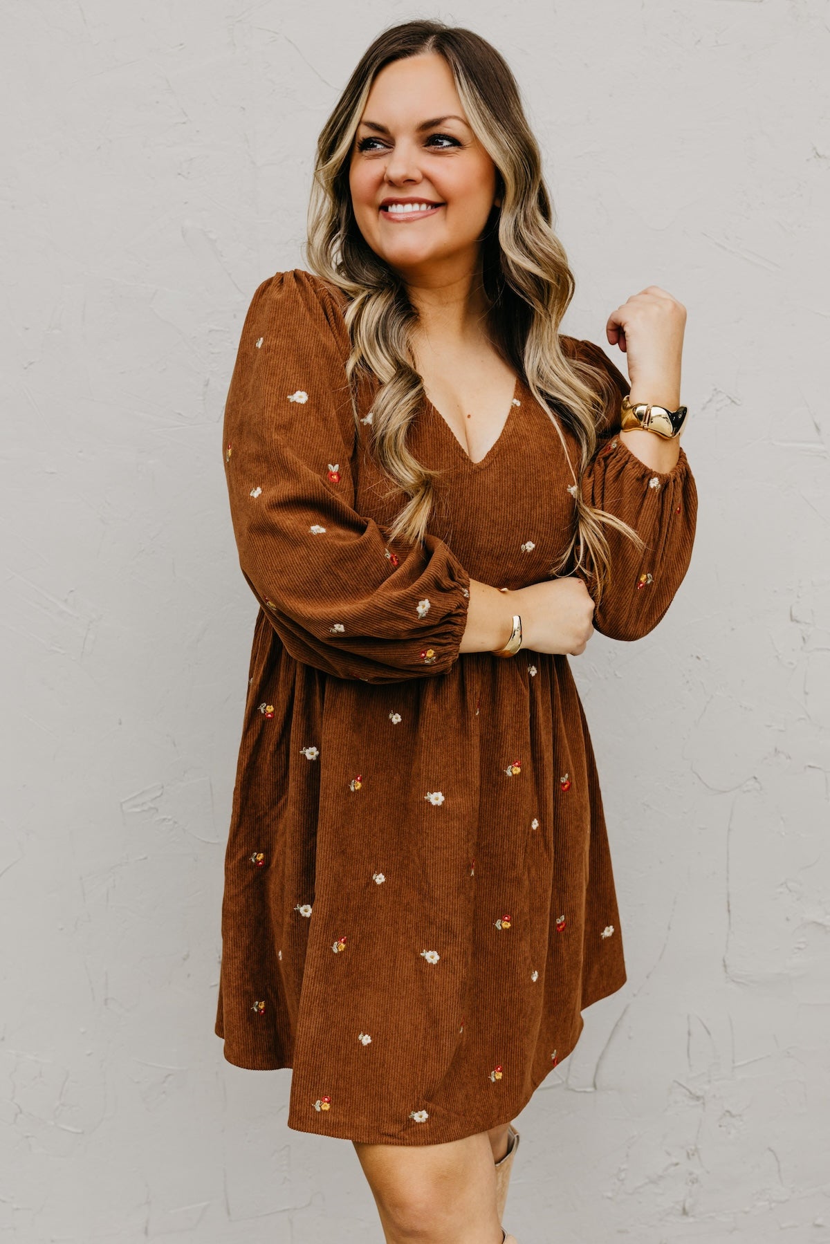 The Nalani Embroidered Corduroy Mini Dress