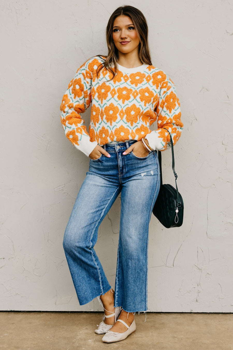 The Baylor Textured Floral Sweater