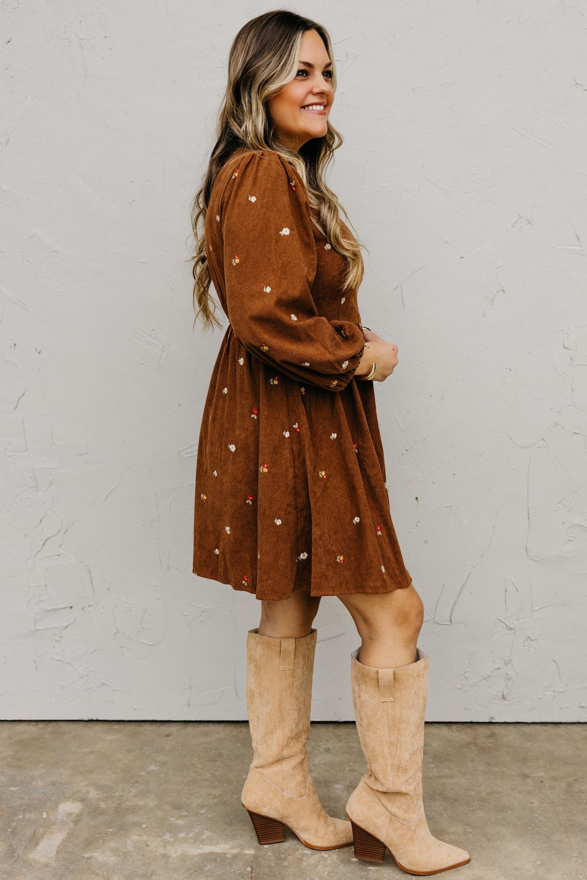 The Nalani Embroidered Corduroy Mini Dress