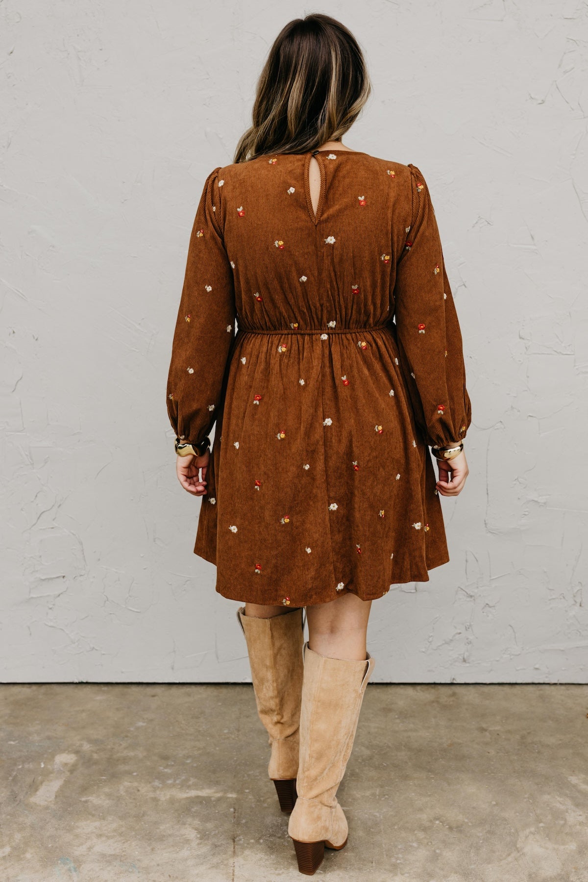 The Nalani Embroidered Corduroy Mini Dress