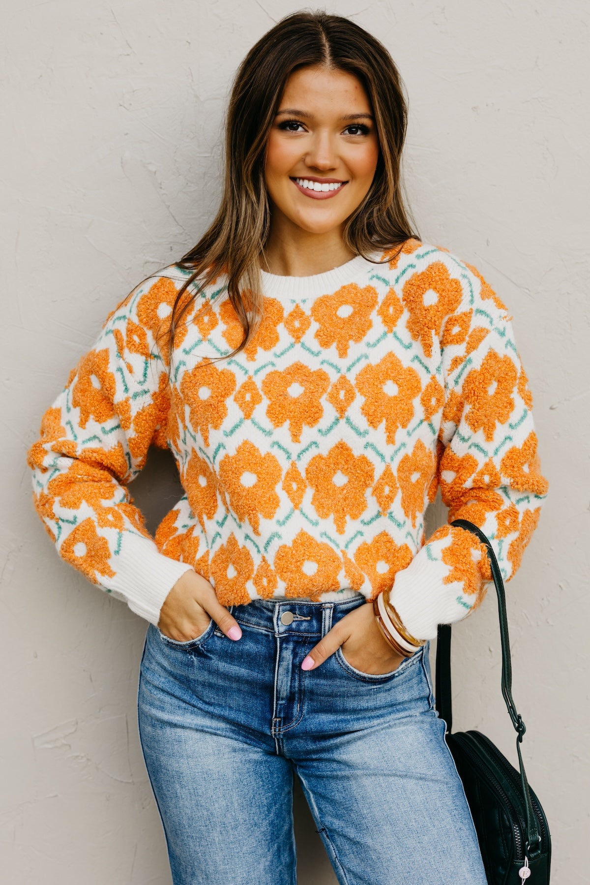 The Baylor Textured Floral Sweater