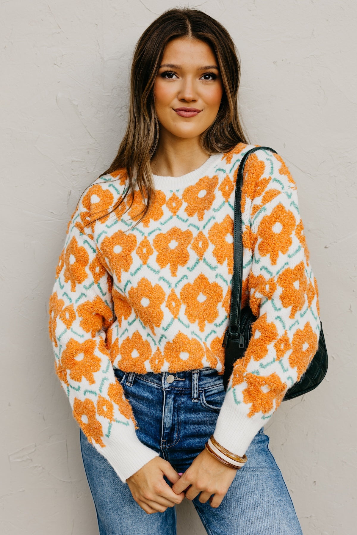 The Baylor Textured Floral Sweater