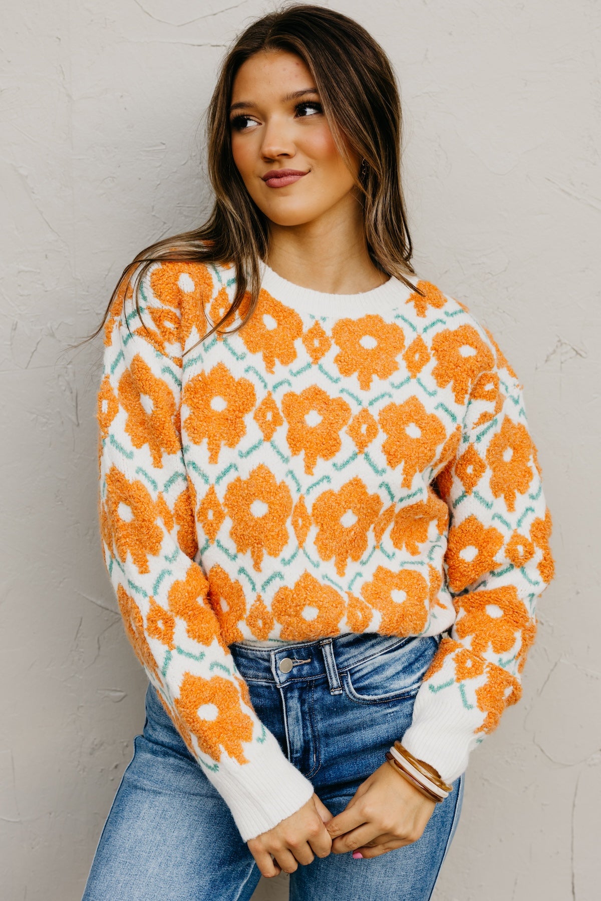 The Baylor Textured Floral Sweater