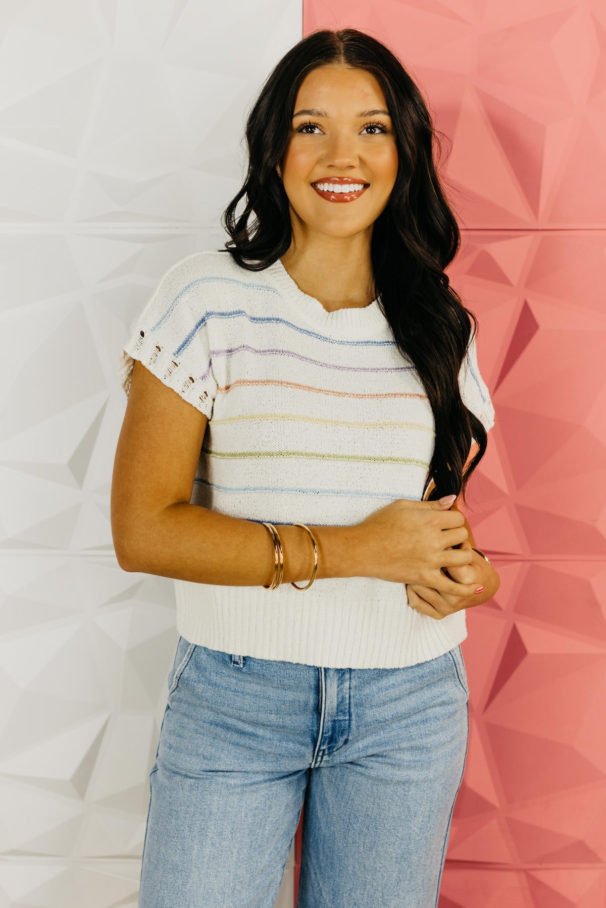 The Krysten Stripe Sleeve Sweater