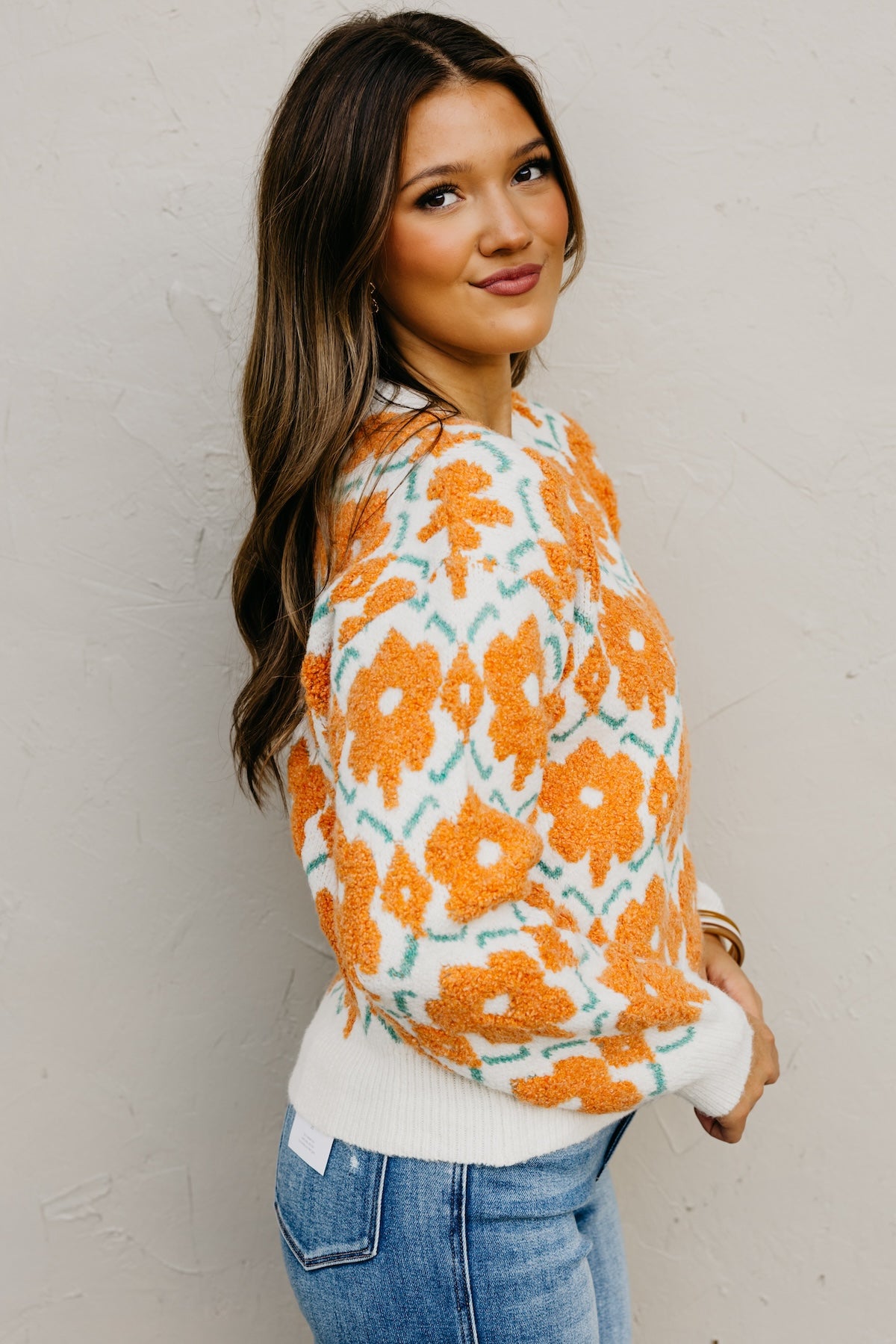 The Baylor Textured Floral Sweater