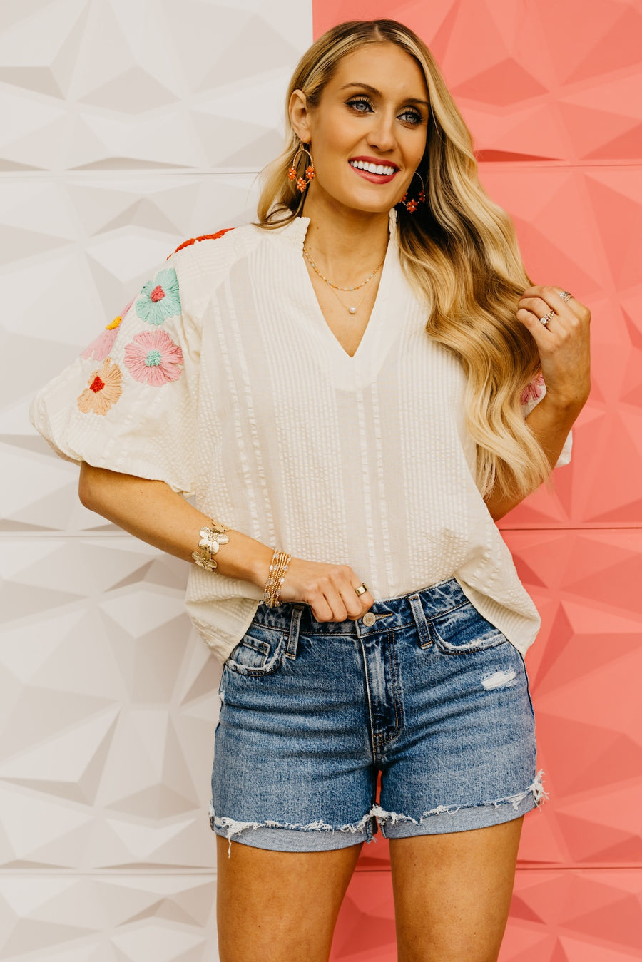 The Willow Floral Embroidered Puff Sleeve Top