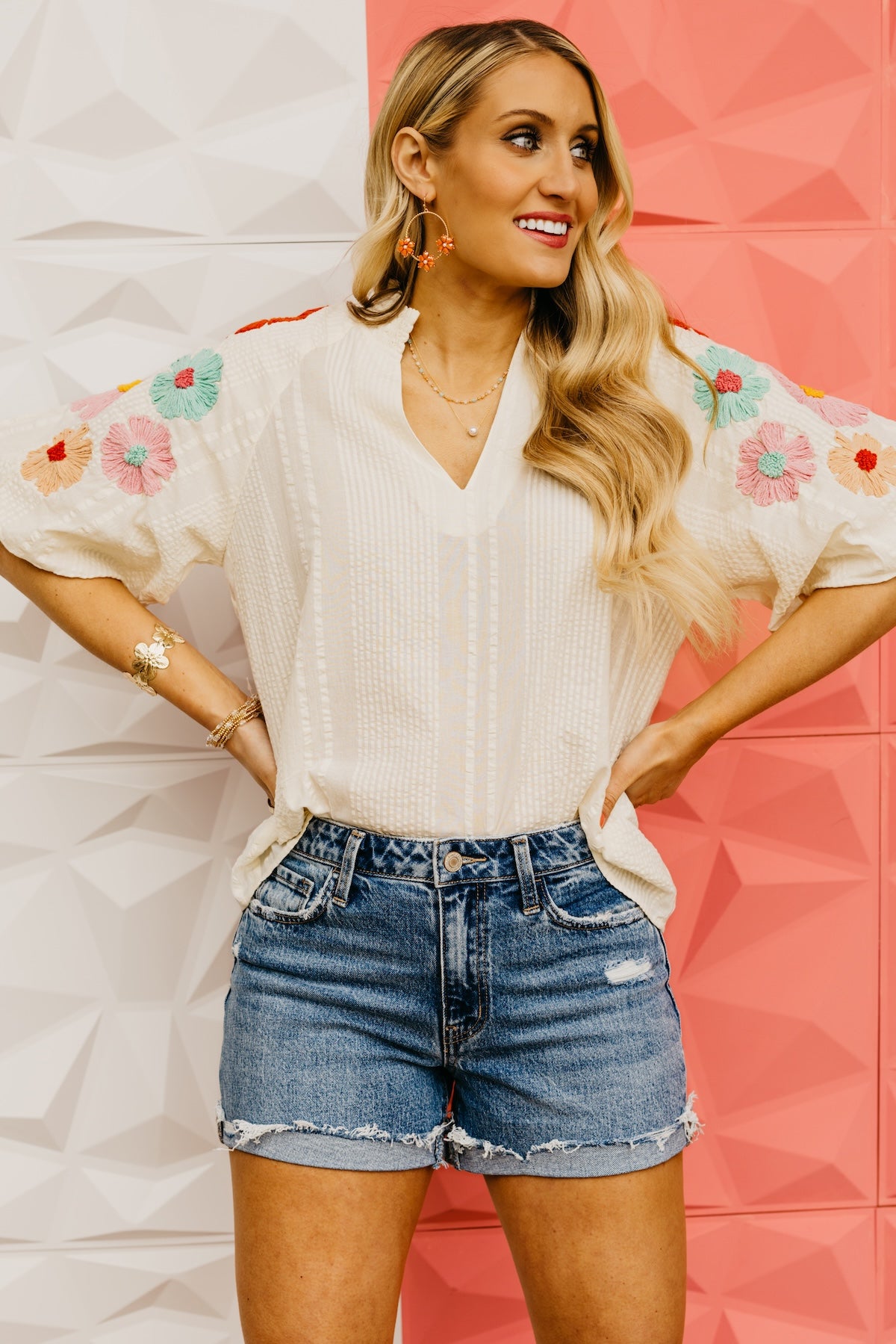 The Willow Floral Embroidered Puff Sleeve Top