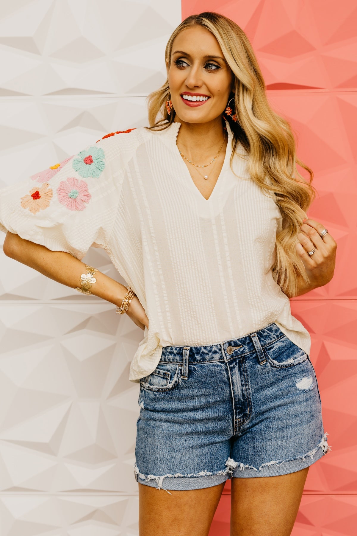 The Willow Floral Embroidered Puff Sleeve Top