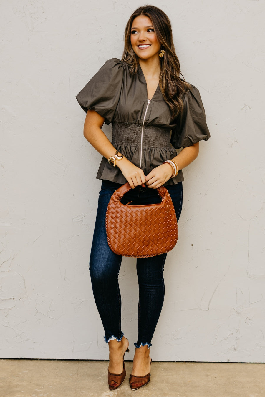 The Maverick Smocked Zip-Front Top