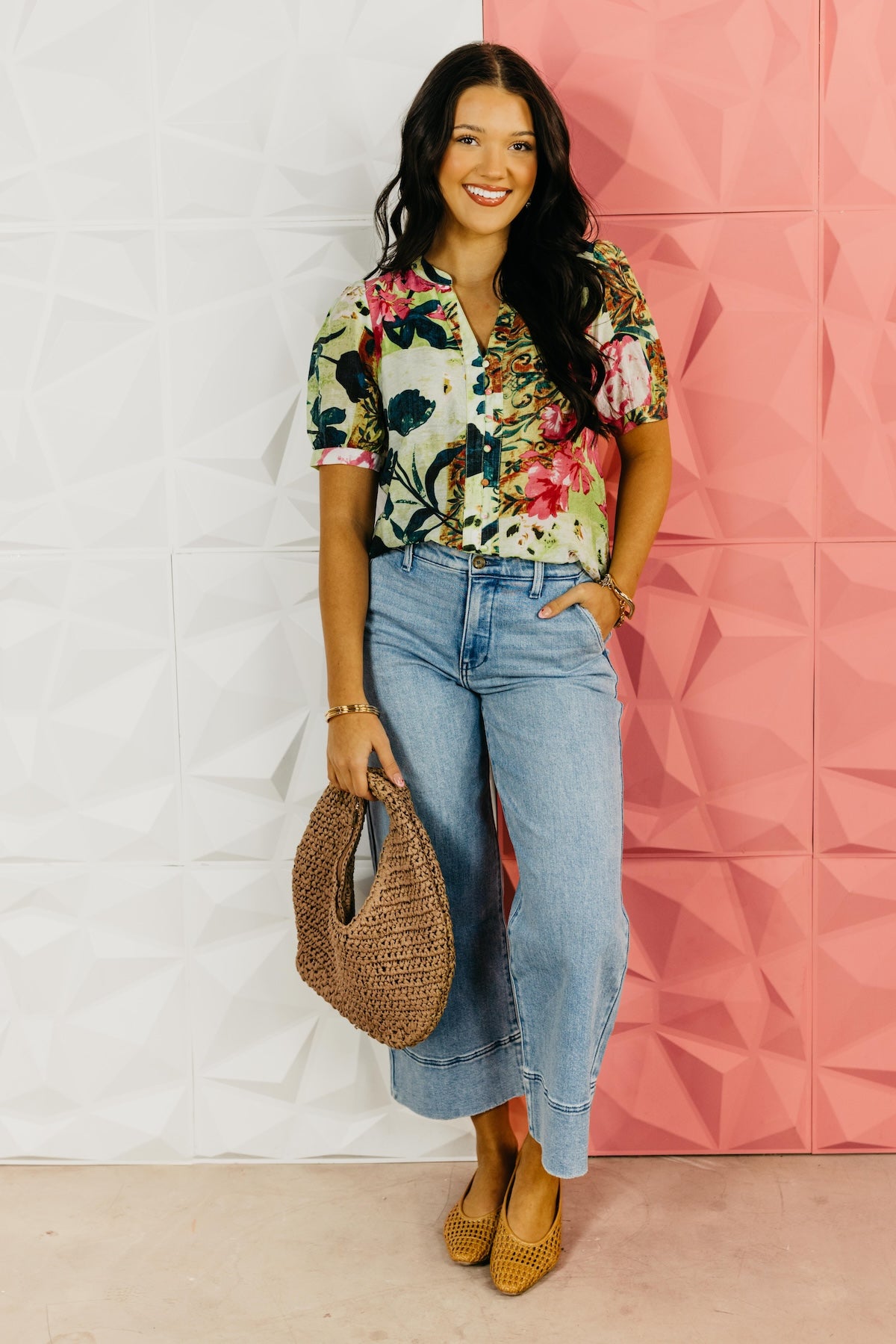 The Kharmen Floral Button Up Top