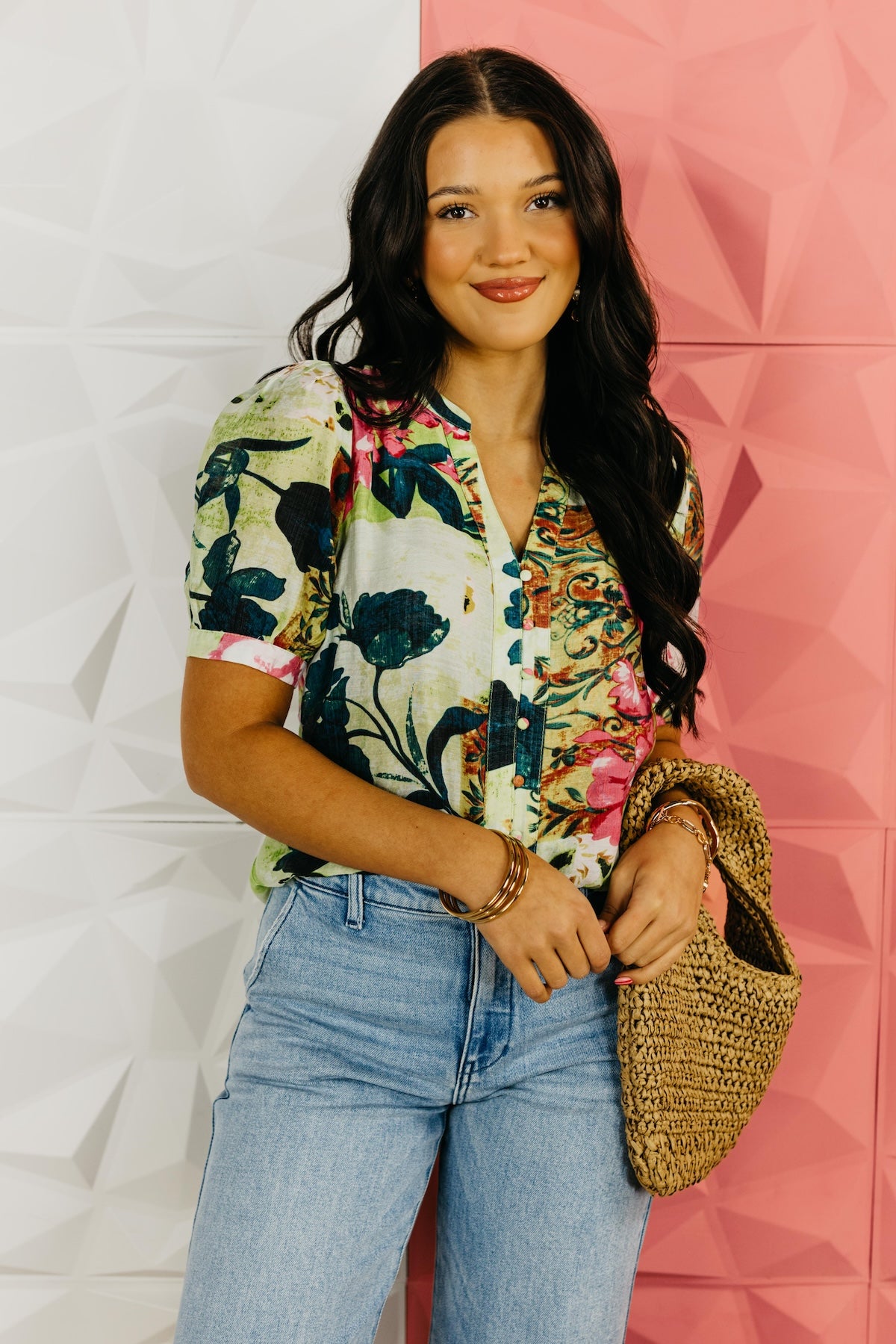 The Kharmen Floral Button Up Top