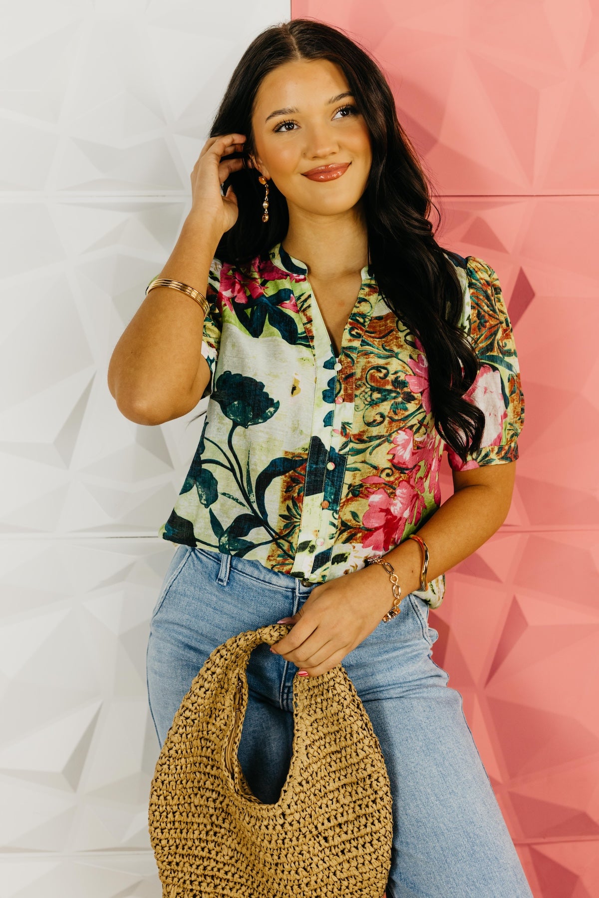 The Kharmen Floral Button Up Top