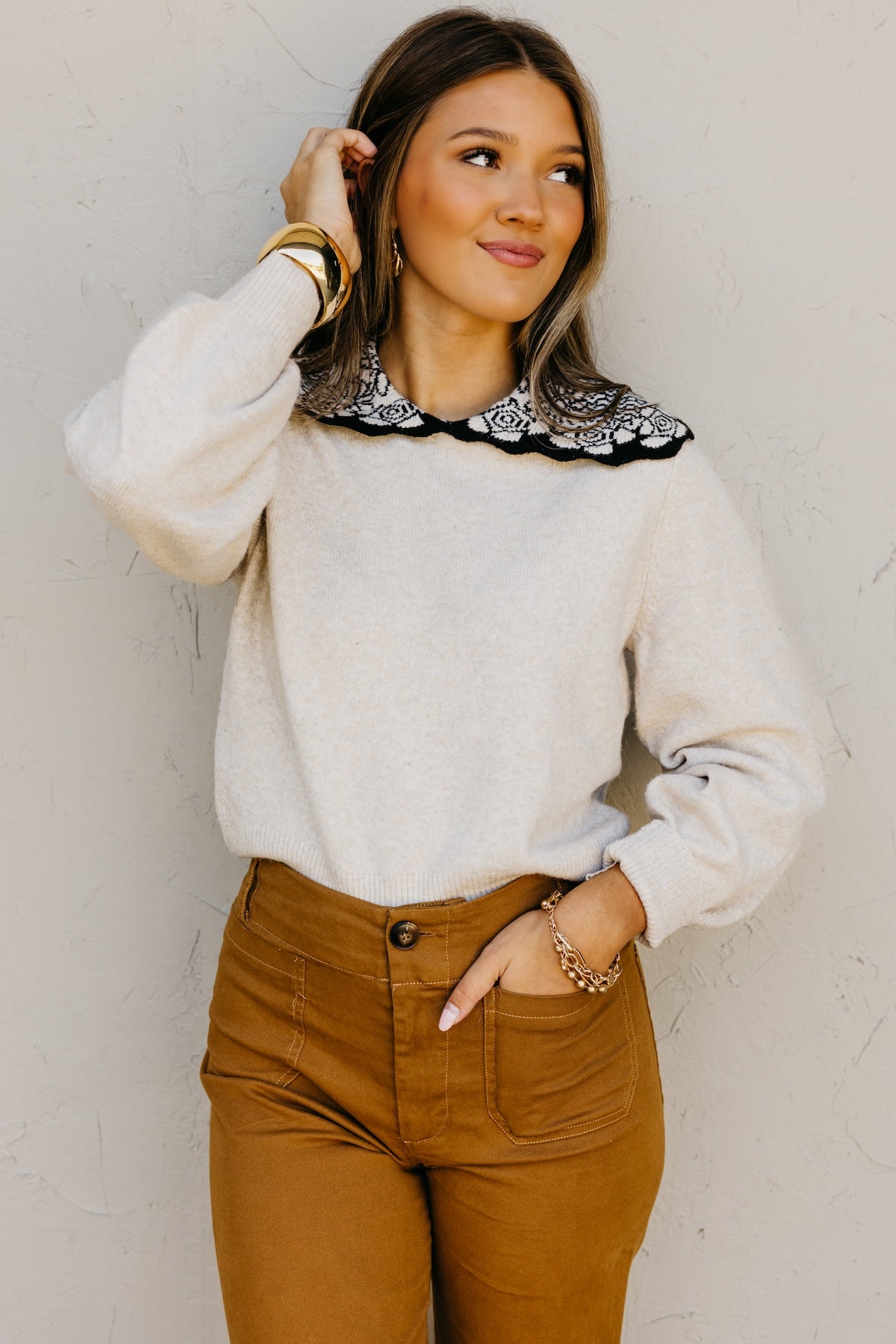 The Cecily Floral Collared Sweater