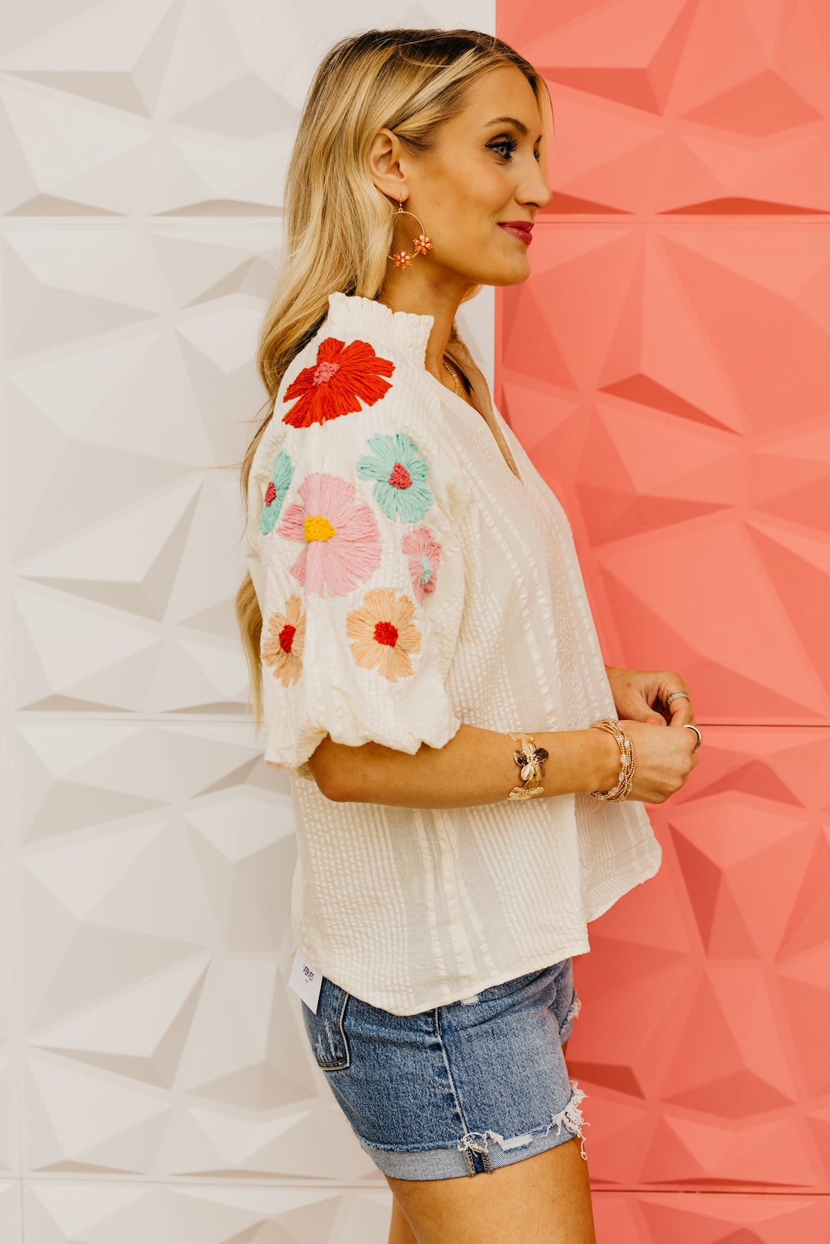 The Willow Floral Embroidered Puff Sleeve Top