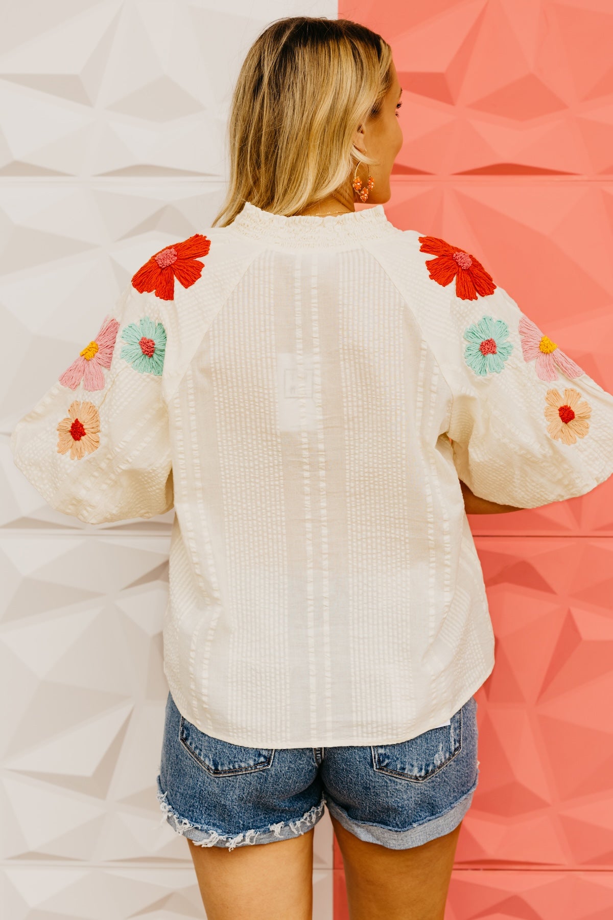 The Willow Floral Embroidered Puff Sleeve Top