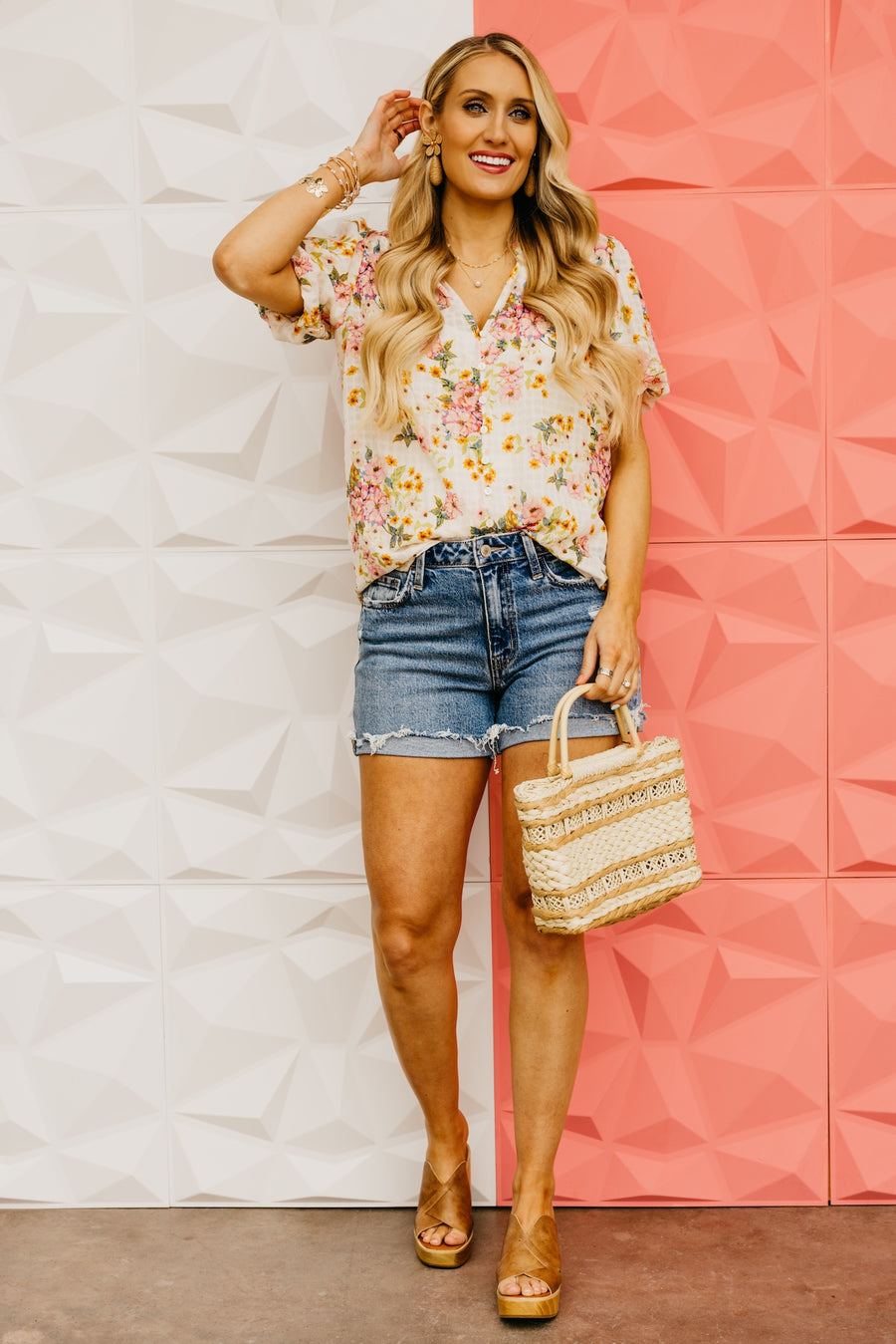 LoveStitch | The Cara Puff Sleeve Floral Button Top