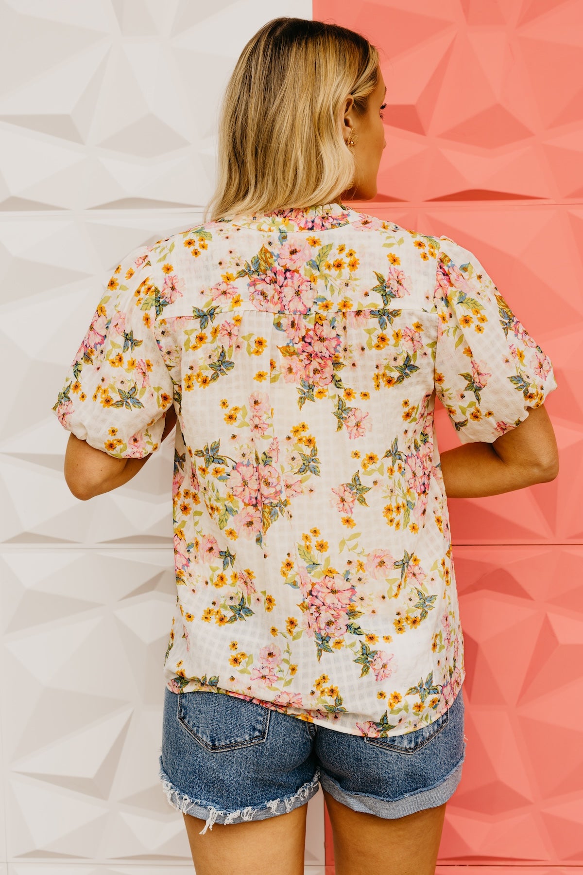 LoveStitch | The Cara Puff Sleeve Floral Button Top