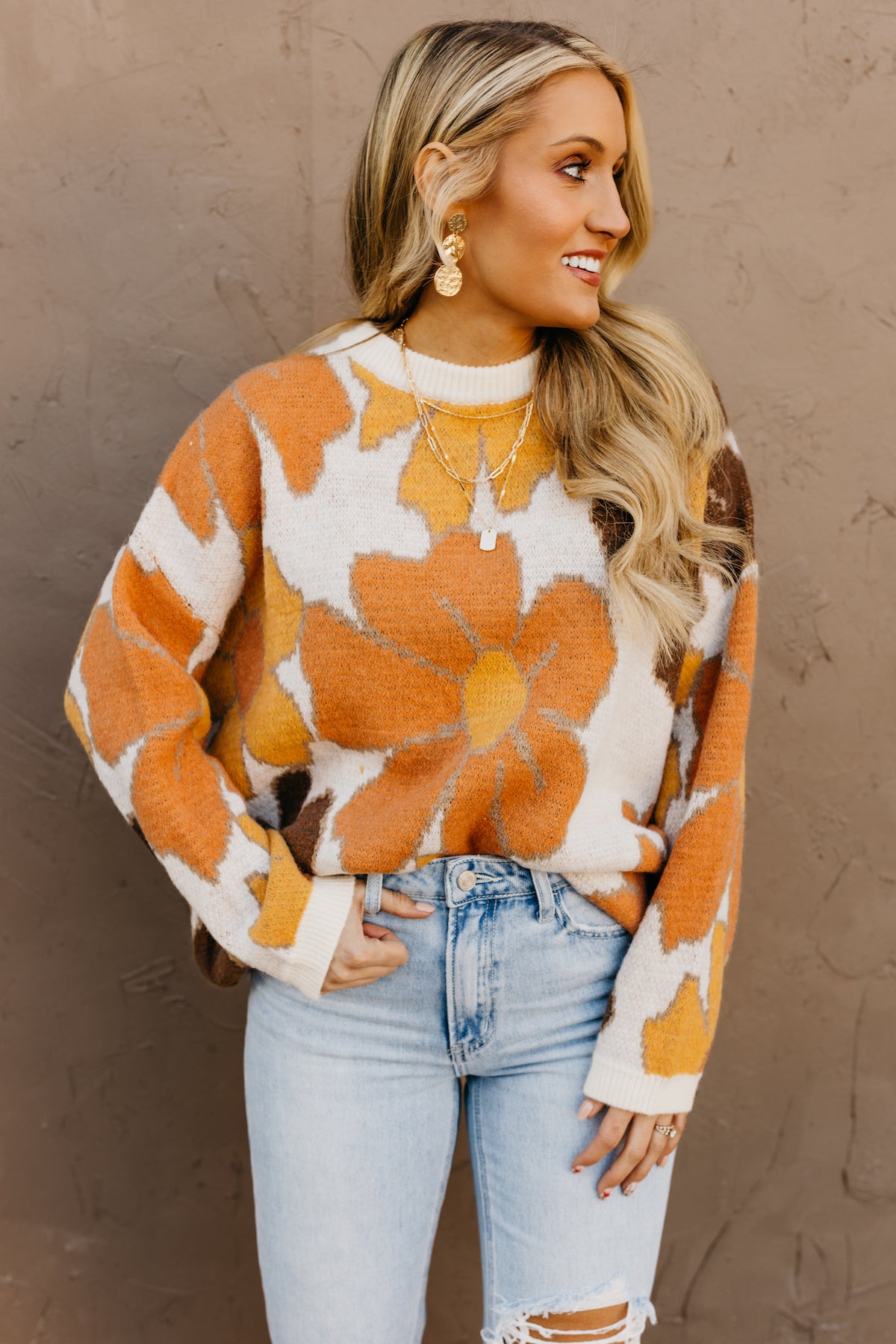 The Keenan Floral Round Neck Sweater - FINAL SALE