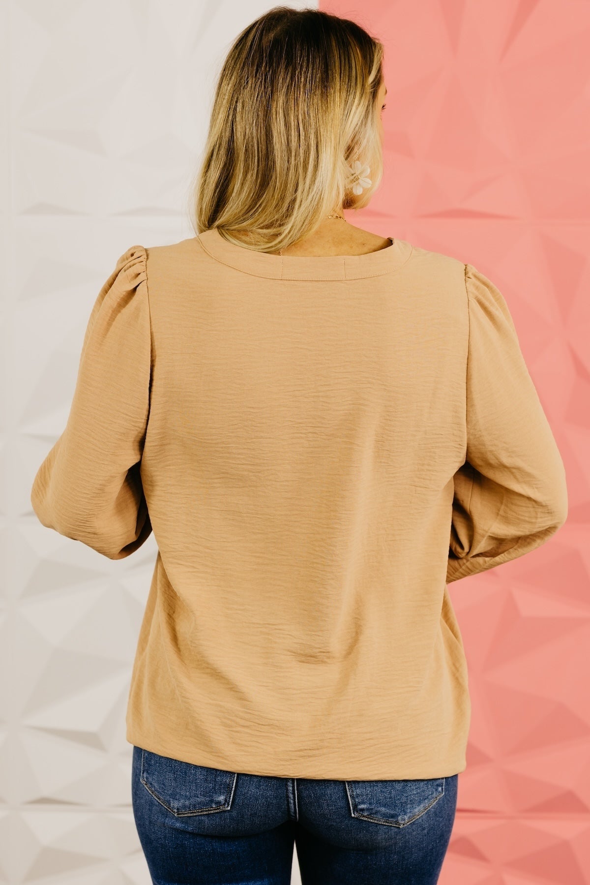 The Lillian V-Neck Cinch Sleeve Blouse