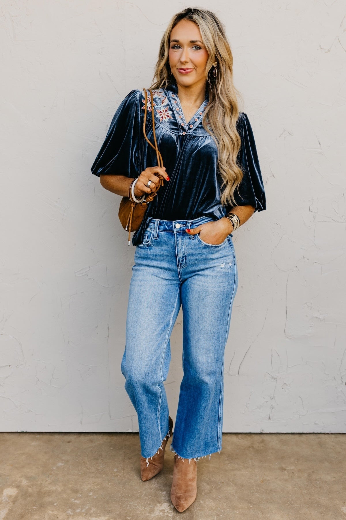 The Reno Felt Embroidered Top