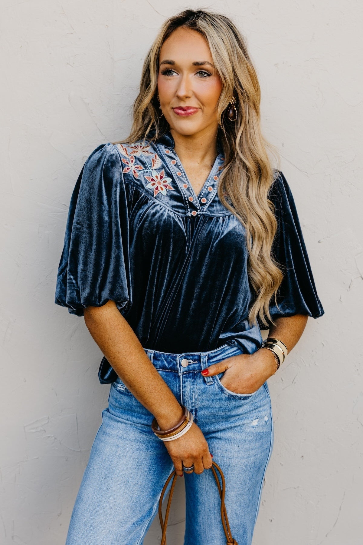 The Reno Felt Embroidered Top