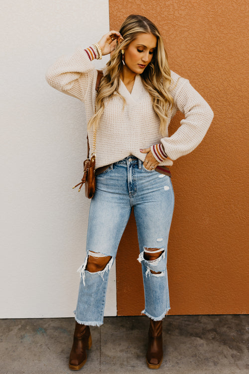The Oaklynn Hooded Waffle Sweater