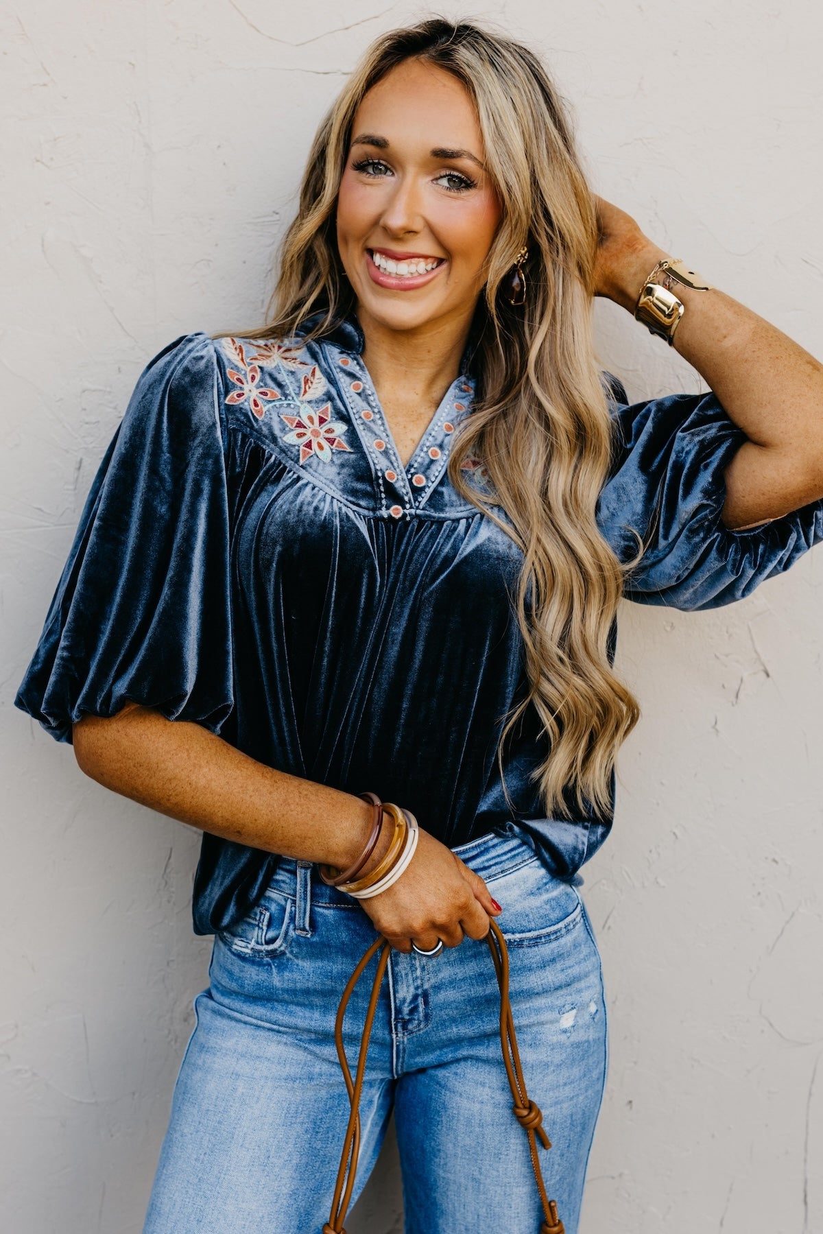 The Reno Felt Embroidered Top