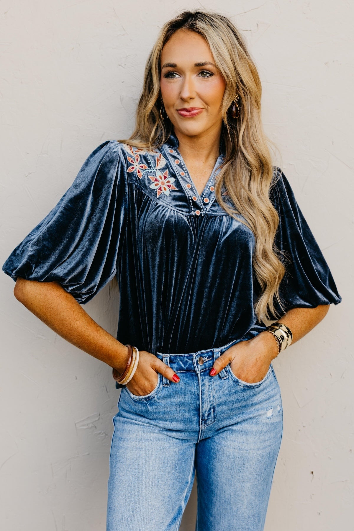 The Reno Felt Embroidered Top