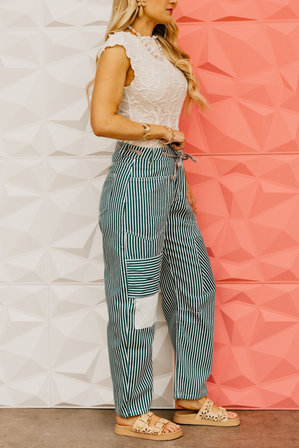The Melissa Striped Drawstring Denim