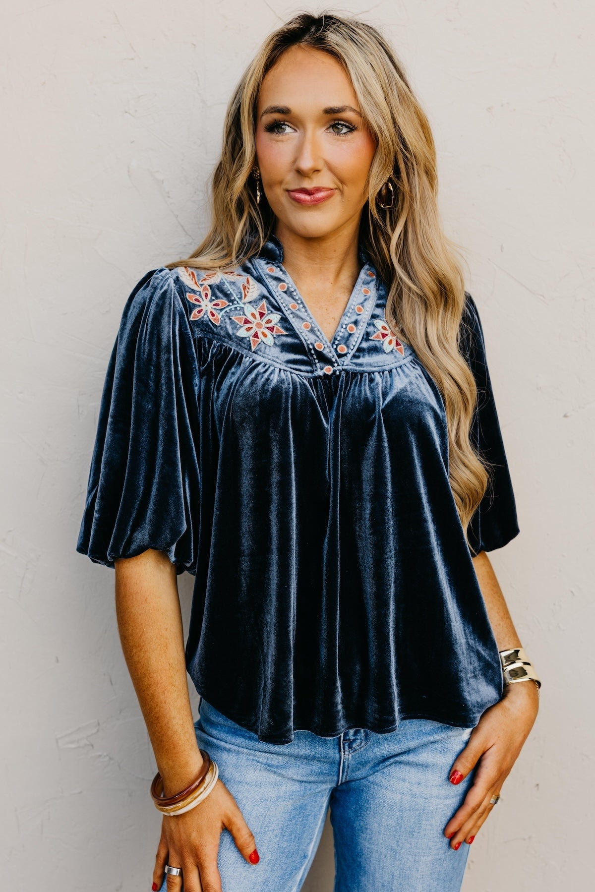 The Reno Felt Embroidered Top